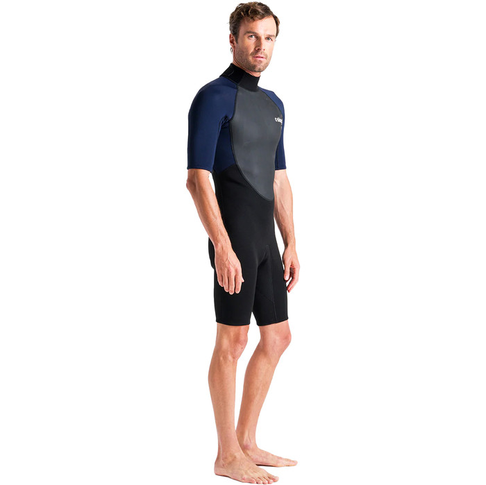 2024 C-Skins Mens Element 2 3/2mm Back Zip Shorty Wetsuit C-EL32SHM - Black / Slate / Cyan